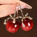 Chic Resin Apple Bow Zircon Ear Hook Earrings For Daily Light Luxury Style view 1