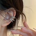 Light Luxury Copper Zircon Multi Layer Geometric Round Ear Cuff Clip-on Earrings for Women view 3