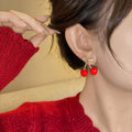 Resin Bow Cherry Stud Earrings Sterling Silver Pin Fashion OL Light Luxury Jewelry view 4