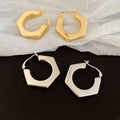 Minimalist Iron Hexagon Geometric Smooth Metal Hoop Earrings For Daily Fashion view 3
