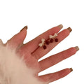 Gold Plated Copper Bow Cherry Zircon Stud Earrings, Vintage Elegant Light Luxury Jewelry view 5