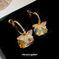 Elegant Light Luxury Copper Square Zircon Butterfly Hoop Earrings For Women view 4