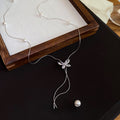 Korean Style Zircon Butterfly Faux Pearl Necklace Elegant Light Luxury Clavicle Chain view 4