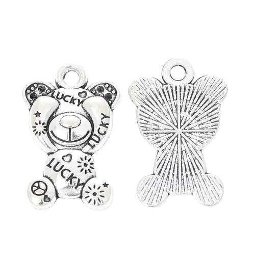 Antique Silver Zinc Alloy Teddy Bear Charm Pendant for DIY Necklace Bracelet Jewelry Making