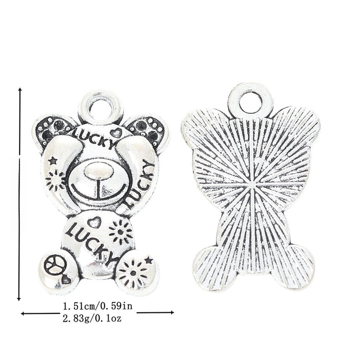 Antique Silver Zinc Alloy Teddy Bear Charm Pendant for DIY Necklace Bracelet Jewelry Making