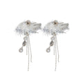Rhinestone Bow Tassel Faux Pearl Necklace Earrings Jewelry Set Light Luxury Fashion view 5