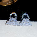 Light Luxury Copper Triangle Zircon Drop Earrings For Women Geometric Minimalist Style view 4