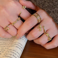 Gold Plated Copper Enamel Horse Open Ring Vintage Geometric Round Statement Ring For Women view 2
