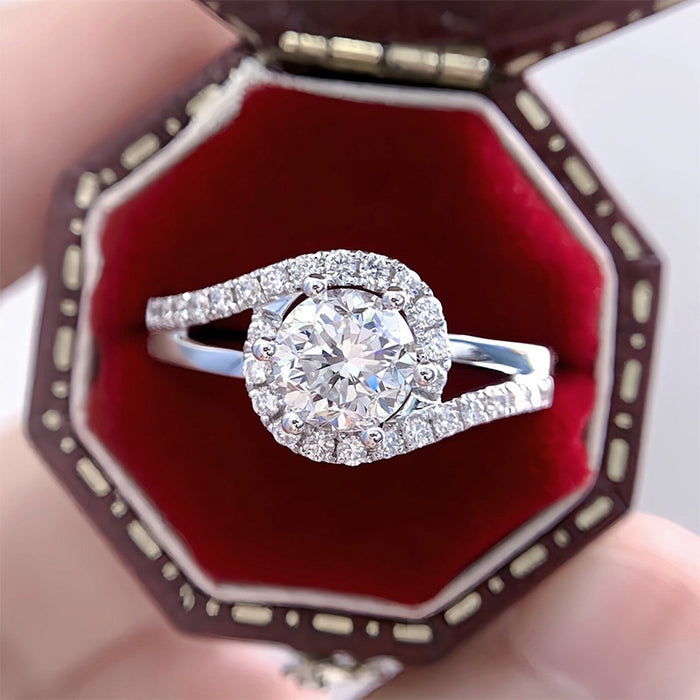 Women's Wax Set Zircon Flash Ring, Light Luxury Wedding Proposal Jewelry Rings