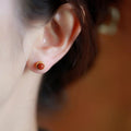 Minimalist Palace Style Faux Red Turquoise Stud Earrings For Women, Elegant Jewelry view 3