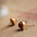 Minimalist Palace Style Faux Red Turquoise Stud Earrings For Women, Elegant Jewelry view 4