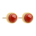 Minimalist Palace Style Faux Red Turquoise Stud Earrings For Women, Elegant Jewelry view 2