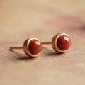 Minimalist Palace Style Faux Red Turquoise Stud Earrings For Women, Elegant Jewelry view 1