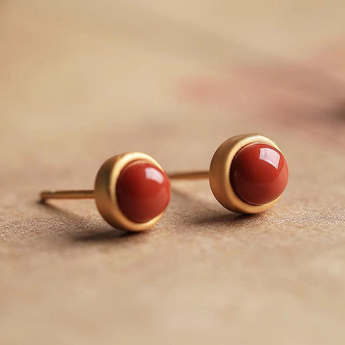 Minimalist Palace Style Faux Red Turquoise Stud Earrings For Women, Elegant Jewelry