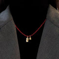 18K Gold Plated Glass Geometric Gourd Pendant Necklace New Chinese Retro Light Luxury Collarbone Chain view 2