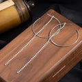 Elegant Shiny Alloy Circle Hoop With Long Rhinestone Tassel Slim Face Luxury Statement Earrings view 4