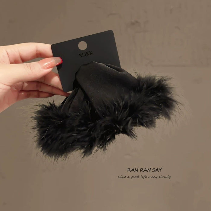 Pink Feather Large Claw Clip For Winter Updo Styling