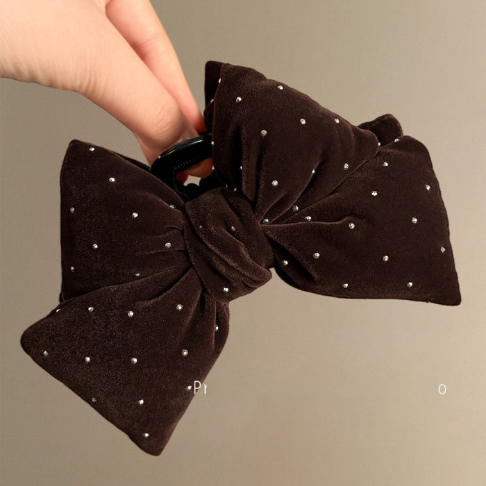 Korean Starry Velvet Bow Claw Clip For Autumn Winter Updo