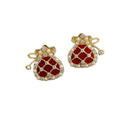 Gold Plated Silver Needle Faux Pearl Zircon Lucky Bag Geometric Stud Earrings Light Luxury view 5