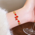 Gold Plated Copper Zircon Enamel Horse Zodiac Bangle Chinese Style Light Luxury Bracelet view 3