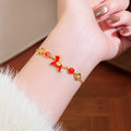 Gold Plated Copper Zircon Enamel Horse Zodiac Bangle Chinese Style Light Luxury Bracelet view 1
