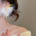 Colorful Feather Geometric Drop Earrings With Silver Needle Fashion OL Sweet Girl Style Ear Studs view 3