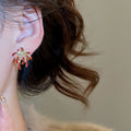 Light Luxury Alloy Rhinestone Enamel Firework Flower Stud Earrings For Women view 3