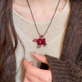 Velvet Teddy Bear Bow Pendant Sweater Necklace Casual Clavicle Chain For Women view 1
