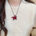 Velvet Teddy Bear Bow Pendant Sweater Necklace Casual Clavicle Chain For Women view 3
