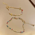 Gold Plated Copper Bangle With Colorful Zircon Round Charm, Elegant Fashion OL Jewelry view 2