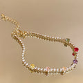 Gold Plated Copper Bangle With Colorful Zircon Round Charm, Elegant Fashion OL Jewelry view 4