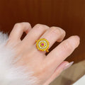 24K Gold Sand Zircon Round Open Ring For Women view 2