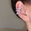 Minimalist Korean Copper Zircon Star Layered Ear Cuff Clip-on Earrings view 3