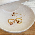 18K Gold Plated Copper Zircon Enamel Heart Open Ring, Vintage Fashion OL Adjustable Finger Jewelry view 3