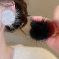 Resin Pom Ball Drop Earrings With Silver Pins, Geometric Round Minimalist Commuter Jewelry view 2