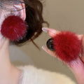 Resin Pom Ball Drop Earrings With Silver Pins, Geometric Round Minimalist Commuter Jewelry view 4
