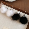 Acrylic Snowflake Plush Pom Pom Drop Earrings, Fashion OL Floral Winter Ear Hooks view 2