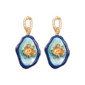 Light Luxury Oval Flower Alloy Drop Earrings With Silver Needle Vintage Geometric Design view 5