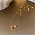 Gold Plated Copper Zircon Acetate Horse Pendant Necklace Light Luxury Collarbone Chain view 3