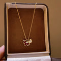 Gold Plated Copper Zircon Acetate Horse Pendant Necklace Light Luxury Collarbone Chain view 1
