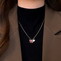 Gold Plated Copper Zircon Acetate Horse Pendant Necklace Light Luxury Collarbone Chain view 2