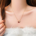 Gold Plated Copper Zircon Acetate Horse Pendant Necklace Light Luxury Collarbone Chain view 4