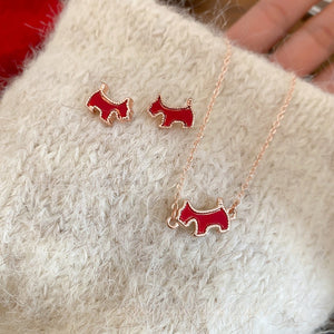 Alloy Dog Pendant Necklace With Acetate Charm, Cute Pastoral Cartoon Collarbone Chain For Women