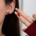 Vintage Luxury Red Enamel Winged Horse Alloy Stud Earrings For Women Sweet Unique Fashion Earrings view 1