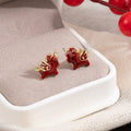 Vintage Luxury Red Enamel Winged Horse Alloy Stud Earrings For Women Sweet Unique Fashion Earrings view 3