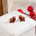 Vintage Luxury Red Enamel Winged Horse Alloy Stud Earrings For Women Sweet Unique Fashion Earrings view 2