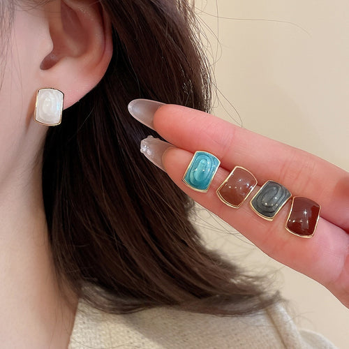 Minimalist Modern Alloy Geometric Square Stud Earrings Jewelry Set For Daily Commute Women