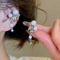 Korean Light Luxury Butterfly Faux Pearl Zircon Clip-on Earrings For Women No Piercing view 3