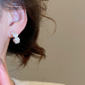 French Light Luxury C-Shaped Faux Pearl Rhinestone Stud Earrings For Women view 4