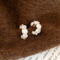 French Light Luxury C-Shaped Faux Pearl Rhinestone Stud Earrings For Women view 1